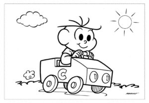 Desenho de Turma Da Monica Para Colorir E Imprimir Cebolinha Carrinho