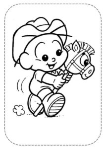 Desenho de Turma Da Monica Para Colorir E Imprimir Cebolinha Cavalinho