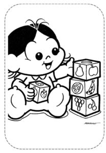 Desenho de Turma Da Monica Para Colorir E Imprimir Magali Baby Brincando