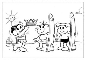 Desenho de Turma Da Monica Para Colorir E Imprimir Surf