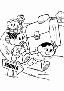 Desenho de Turma Da Monica Para Colorir Escola