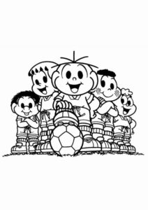 Desenho de Turma Da Monica Para Colorir Futebol