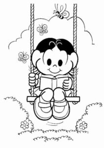 Desenho de Turma Da Monica Para Colorir Magali Balanco