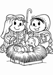Desenho de Turma Da Monica Para Colorir Menino Jesus