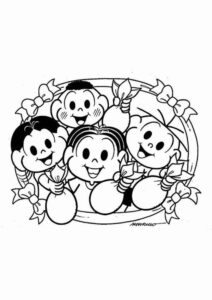 Desenho de Turma Da Monica Para Colorir Pascoa