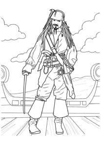 Desenho de Desenho De Pirata Do Caribe Para Colorir