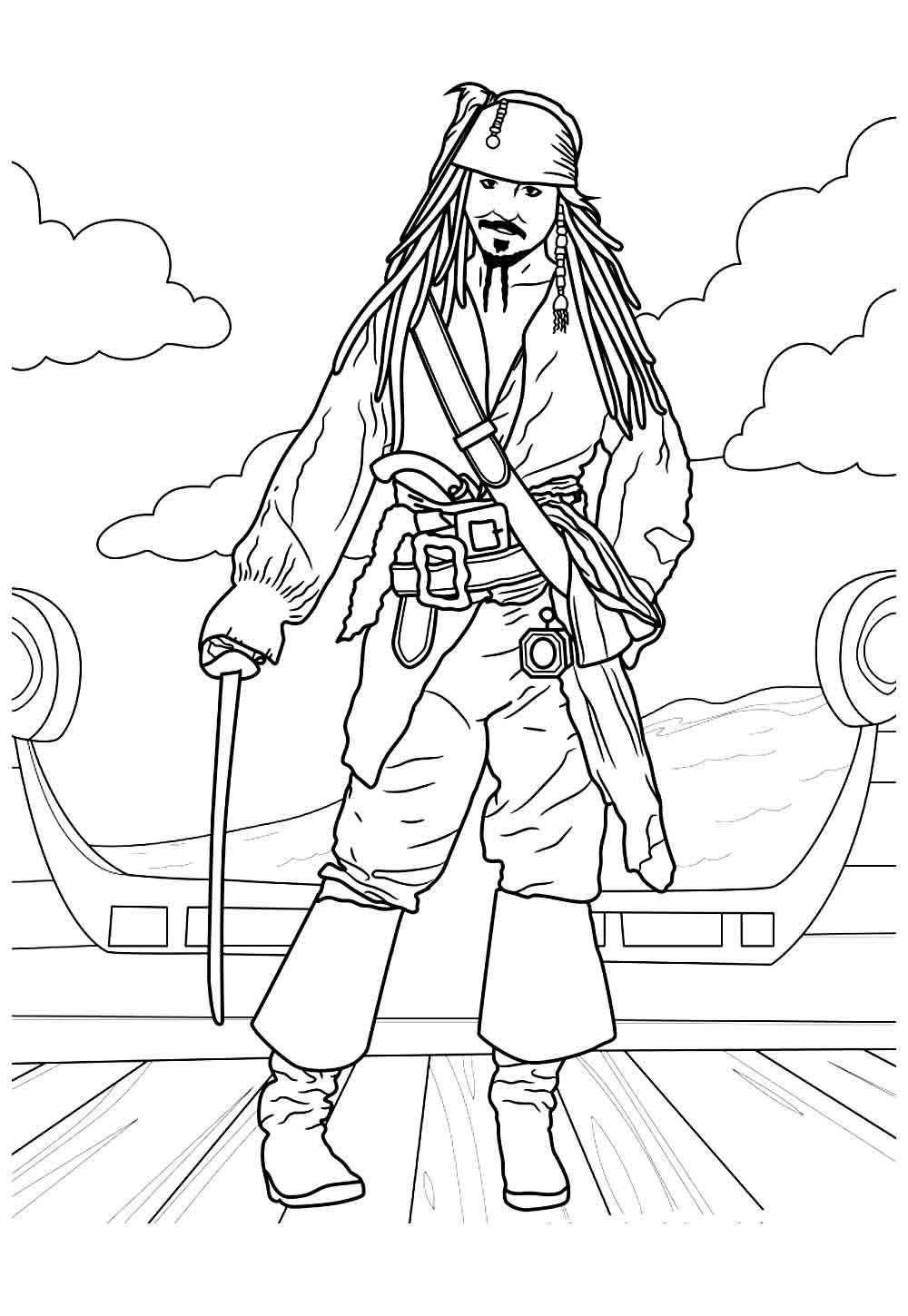 Desenho de Desenho De Pirata Do Caribe Para Colorir