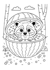 Desenho de Raccooni Watermelunni 1 Of 1