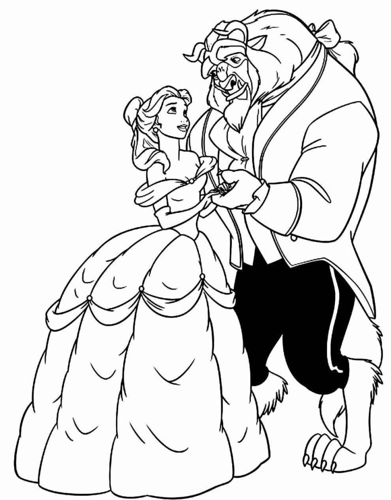 Desenhos da Bela e a Fera para Imprimir e Colorir