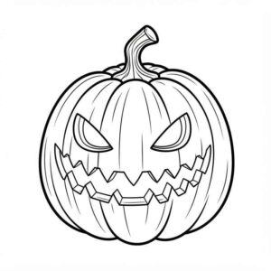 Desenho de Abobora Assustadora Halloween Colorir