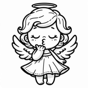 Desenho de Anjinho Flutuando Soprando Beijo