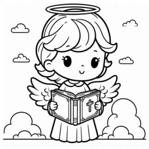 Desenho de Anjinho Fofo Celestial Para Colorir Detalhado