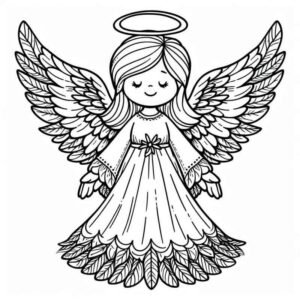 Desenho de Anjo Infantil Detalhado Para Colorir