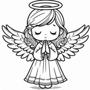 Desenho de Anjo Para Colorir Sereno Aureola