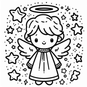 Desenho de Anjo Simples Adoravel Colorir