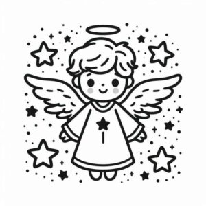 Desenho de Anjo Simplificado Para Colorir