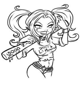 Desenho de Arlequina Para Colorir Chibi
