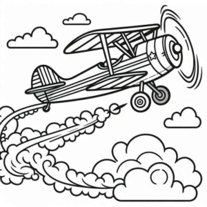 Desenho de Aviao Biplano Detalhado Para Colorir