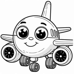 Desenho de Aviao Estilizado Caricato Para Colorir