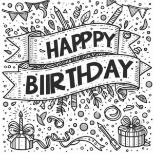 Desenho de Banner Happy Birthday Aniversario