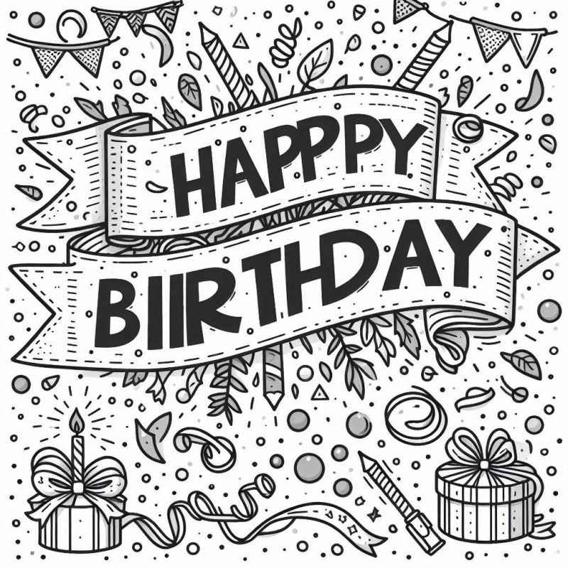 Desenho de Banner Happy Birthday Aniversario