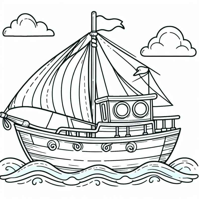 Desenho de Barco A Vela Para Colorir