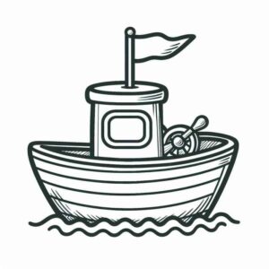 Desenho de Barco De Madeira Para Colorir