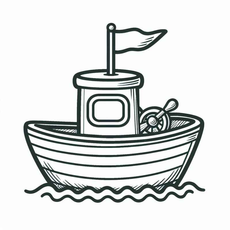 Desenho de Barco De Madeira Para Colorir