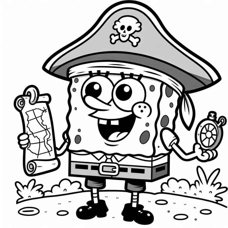 Desenho de Bob Esponja Pirata Aventura