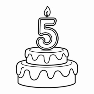 Desenho de Bolo Aniversario Camadas Vela