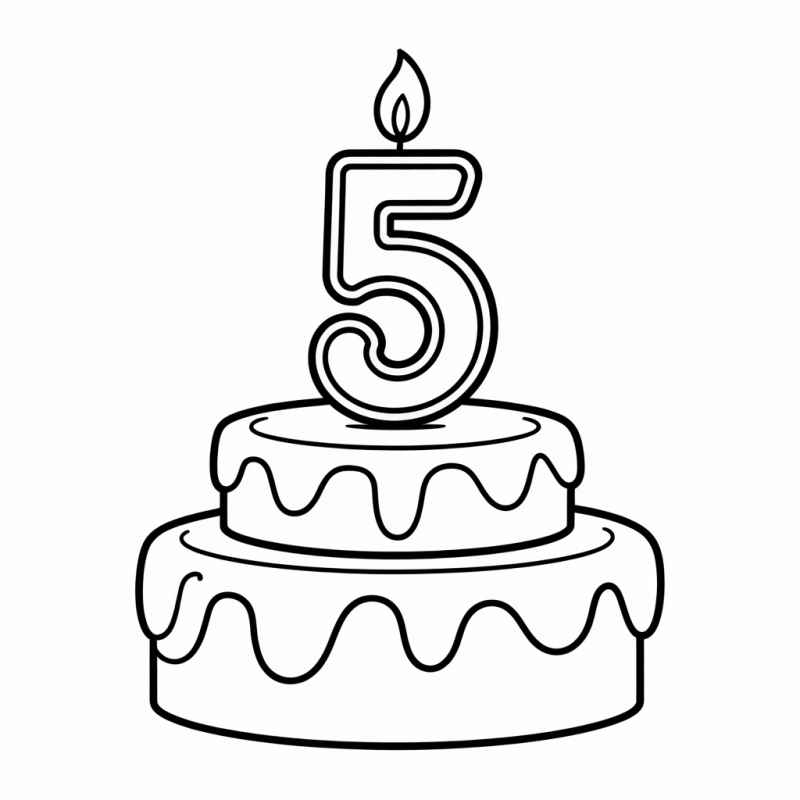 Desenho de Bolo Aniversario Camadas Vela