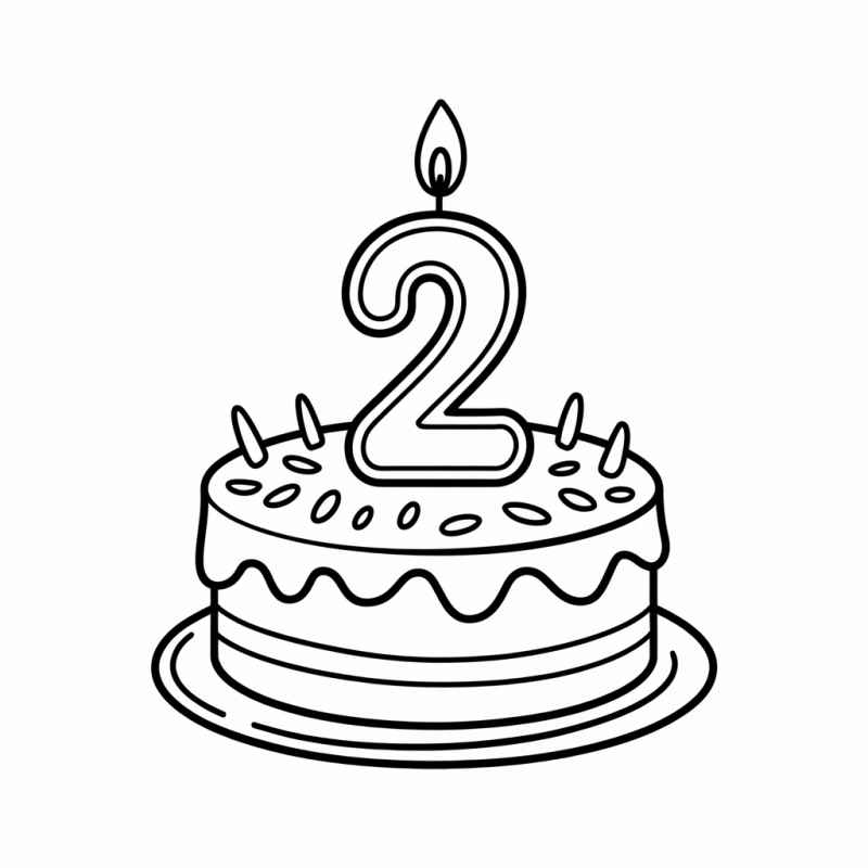 Desenho de Bolo Aniversario Para Colorir Com Vela 1