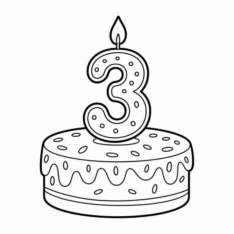Desenho de Bolo Aniversario Para Colorir Com Vela