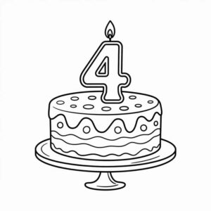 Desenho de Bolo Aniversario Vela Numero 4