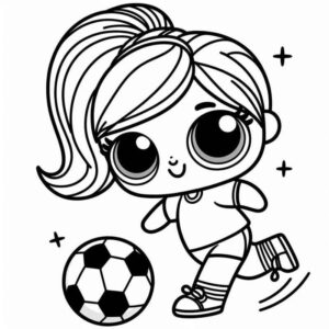 Desenho de Boneca Lol Chutando Bola