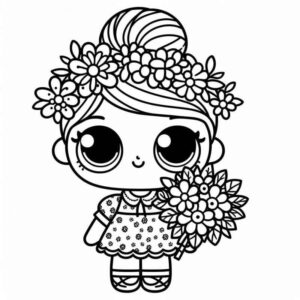 Desenho de Boneca Lol Coroa Flores