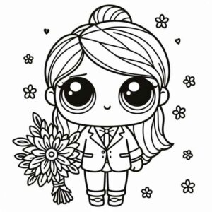 Desenho de Boneca Lol Formal Buque Flores