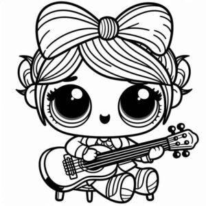 Desenho de Boneca Lol Surprise Tocando Guitarra