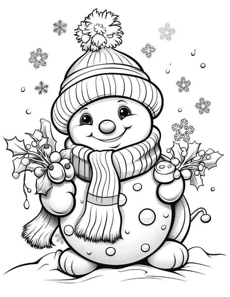 Desenho de Boneco De Neve Desenho Colorir Imprimir 02