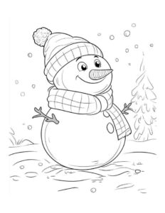 Desenho de Boneco De Neve Desenho Colorir Imprimir 04