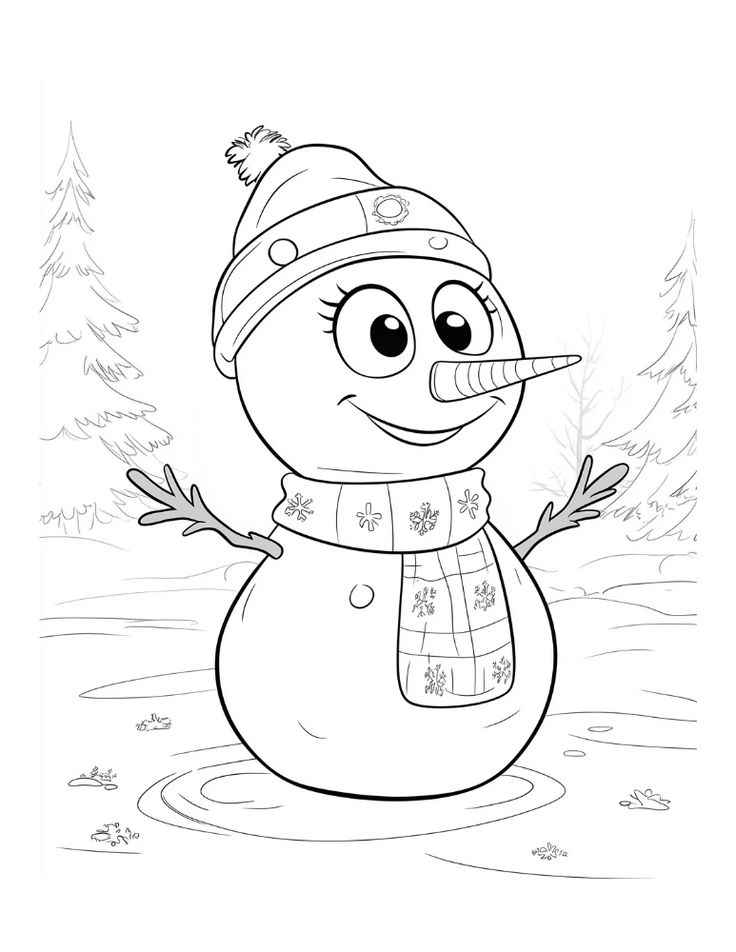 Desenho de Boneco De Neve Desenho Colorir Imprimir 09