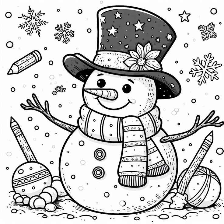 Desenho de Boneco De Neve Desenho Colorir Imprimir 17