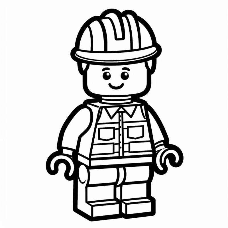 Desenho de Boneco Lego Trabalhador Construcao Colorir