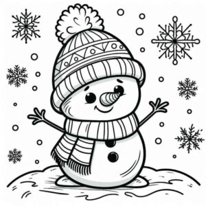 Desenho de Boneco Neve Feliz Para Colorir