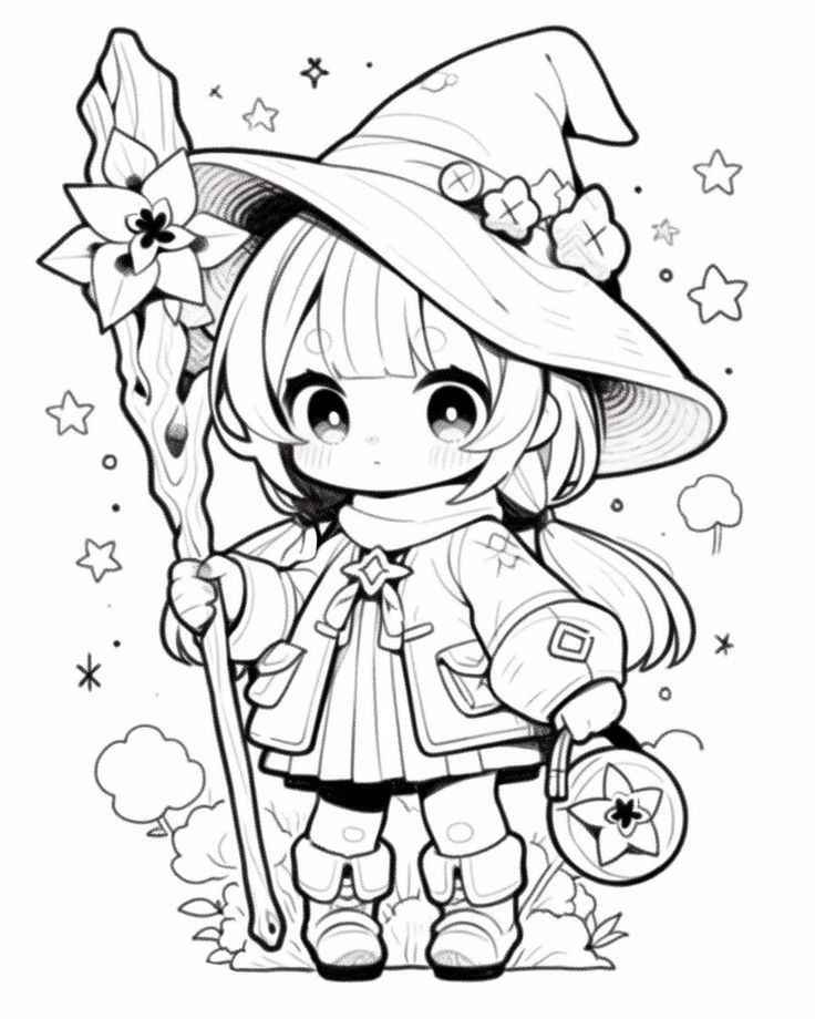 Desenho de Bruxas Desenho Colorir Imprimir 12