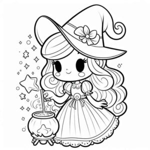 Desenho de Bruxinha Adoravel Para Colorir