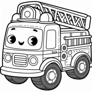 Desenho de Caminhao Bombeiro Colorir