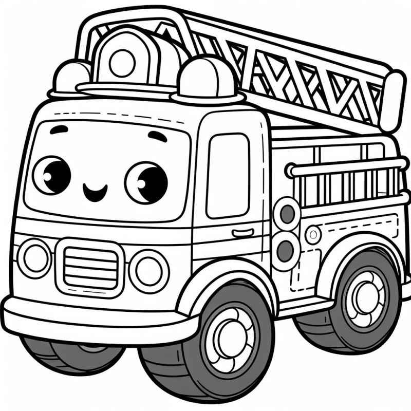 Desenho de Caminhao Bombeiro Colorir