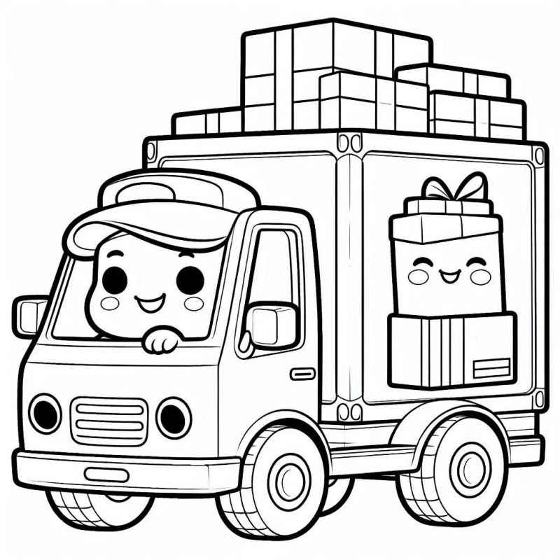 Desenho de Caminhao Cartunesco Para Imprimir E Colorir