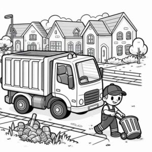 Desenho de Caminhao De Lixo Bairro Residencial